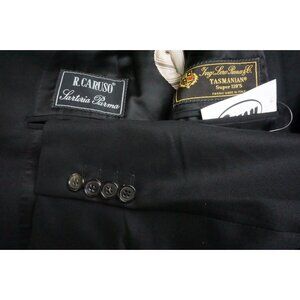Raffaele Caruso Black Loro Piana S120s Wool 2 Pc Suit Jacket Pants Sz 46R NEW